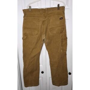 Dickies Pants Mens 36x30 Brown Canvas Carpenter‎ Regular Fit Cotton Work Wear